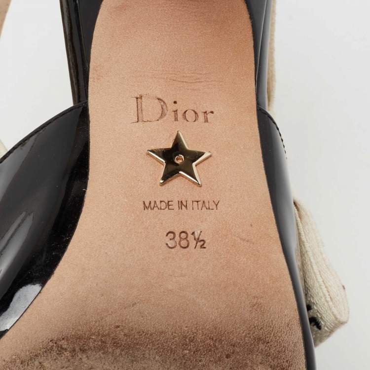 Pre Owned Dior Black Patent Leather J'adior Slingback Pumps Size 38.5