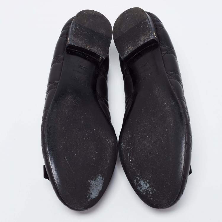 Pre Owned Dior Black Cannage Leather Ballet Flats Size 38.5