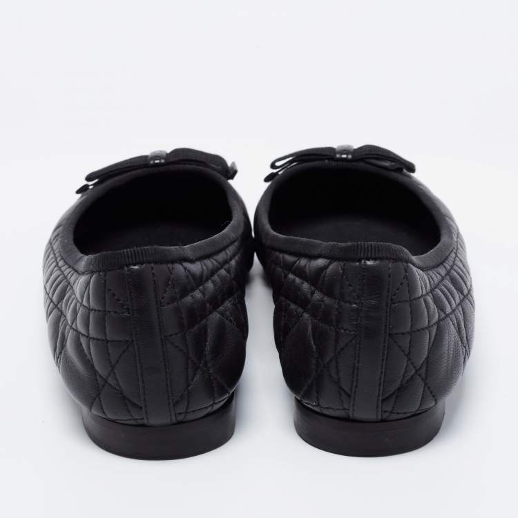Pre Owned Dior Black Cannage Leather Ballet Flats Size 38.5