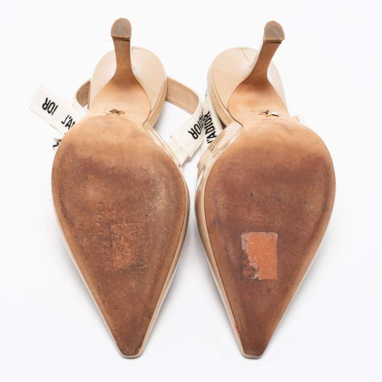 Pre Owned Dior Beige Patent Leather J'adior Slingback Pumps Size 38