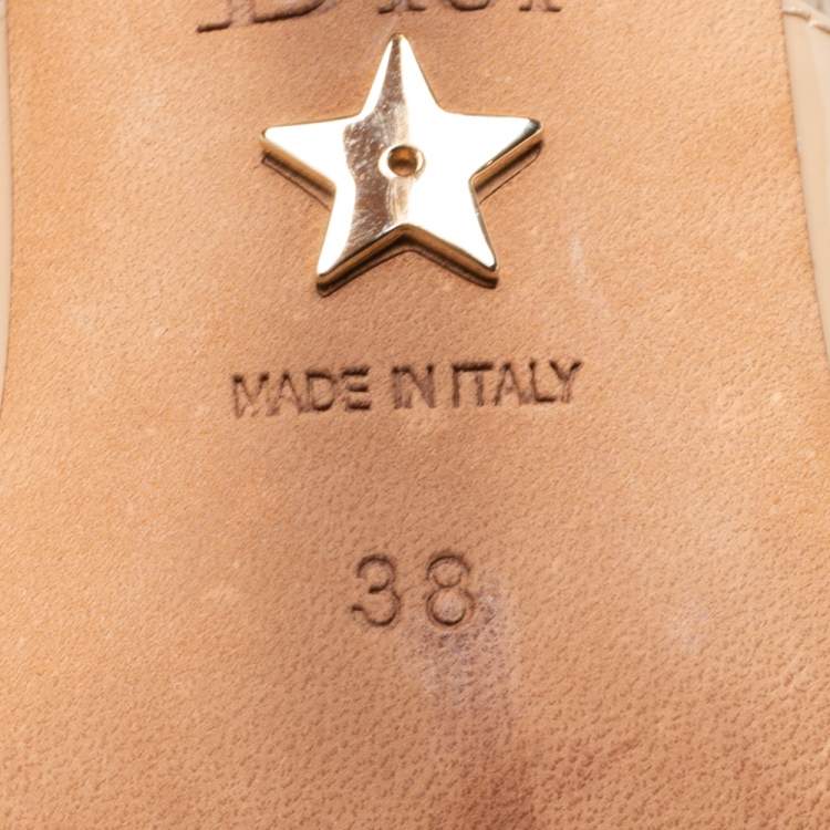 Pre Owned Dior Beige Patent Leather J'adior Slingback Pumps Size 38