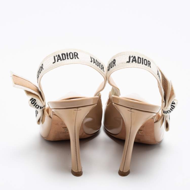 Pre Owned Dior Beige Patent Leather J'adior Slingback Pumps Size 38