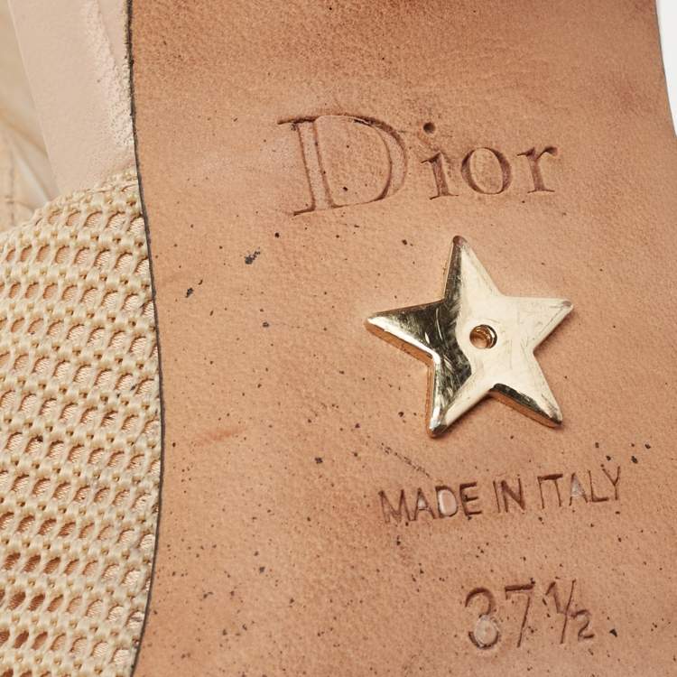 Pre Owned Dior Beige Technical  Fabric And Leather J'adior Slingback Sandals Size 37.5