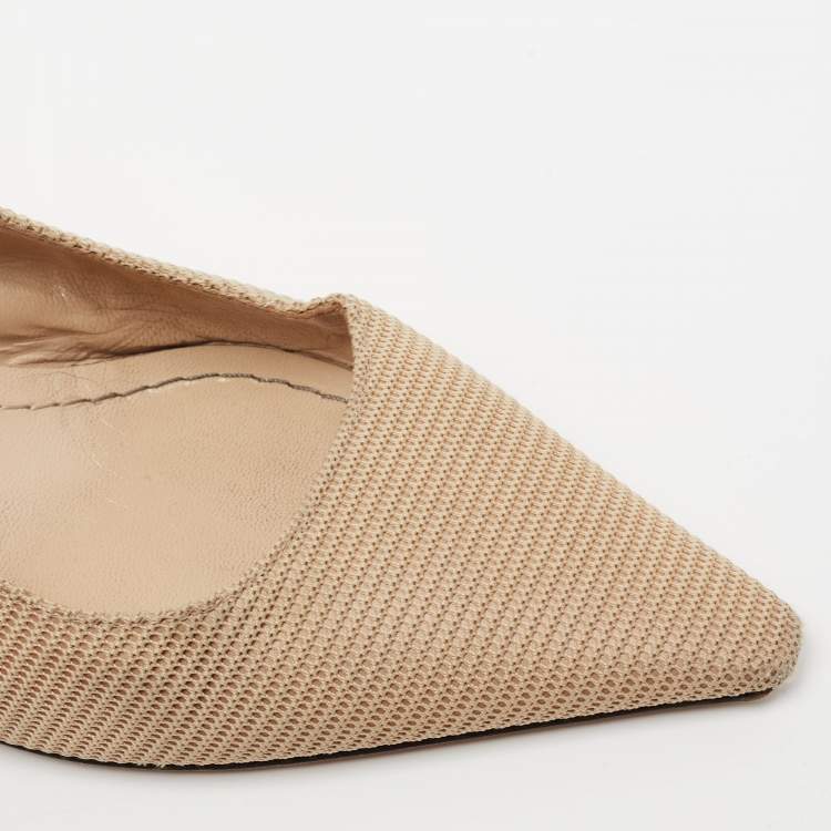 Pre Owned Dior Beige Technical  Fabric And Leather J'adior Slingback Sandals Size 37.5