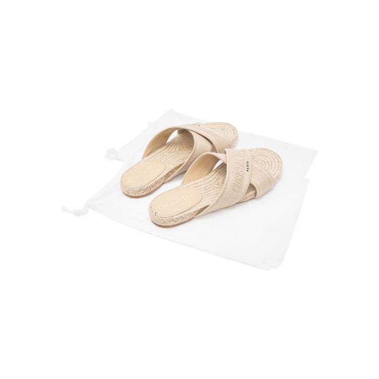 Pre Owned Dior Beige Granville Dway Criss Cross Espadrille Sandals Size EU 39