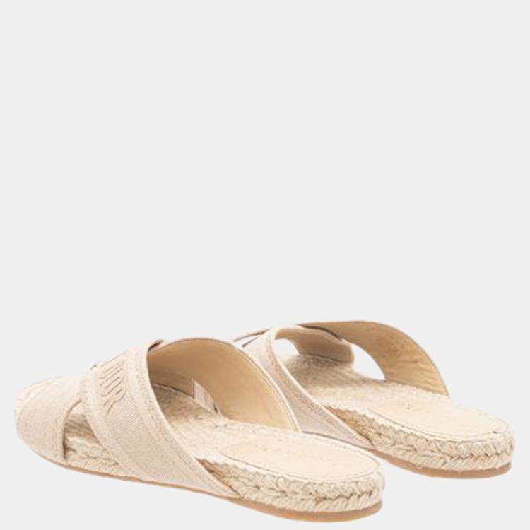 Pre Owned Dior Beige Granville Dway Criss Cross Espadrille Sandals Size EU 39