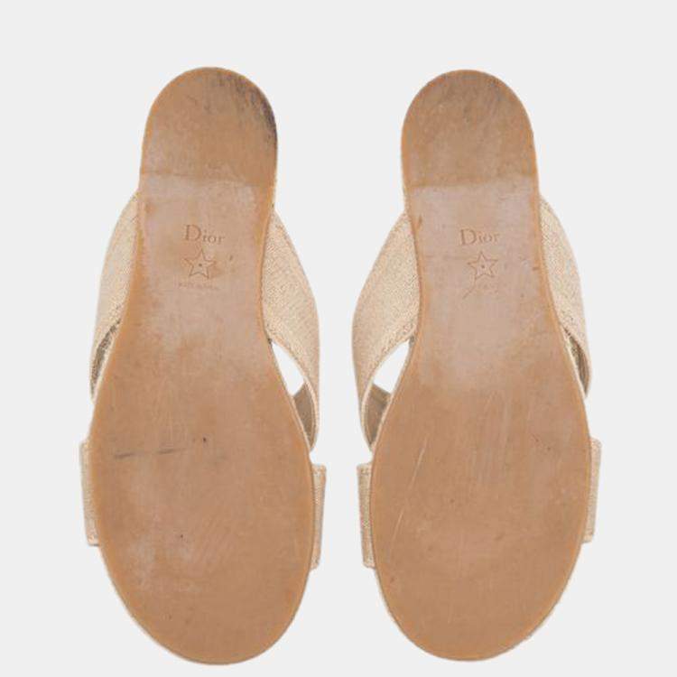Pre Owned Dior Beige Granville Dway Criss Cross Espadrille Sandals Size EU 39