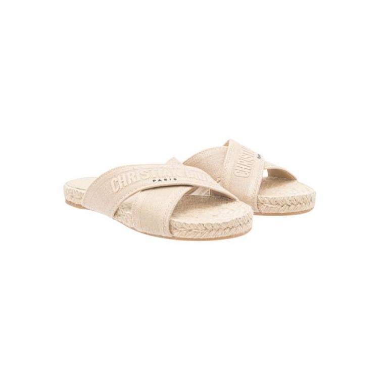 Pre Owned Dior Beige Granville Dway Criss Cross Espadrille Sandals Size EU 39