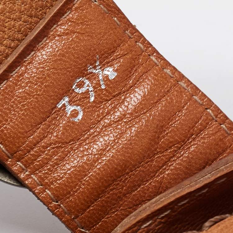 Pre Owned Dior Brown Leather Flat Slingback Sandals Size 39.5 