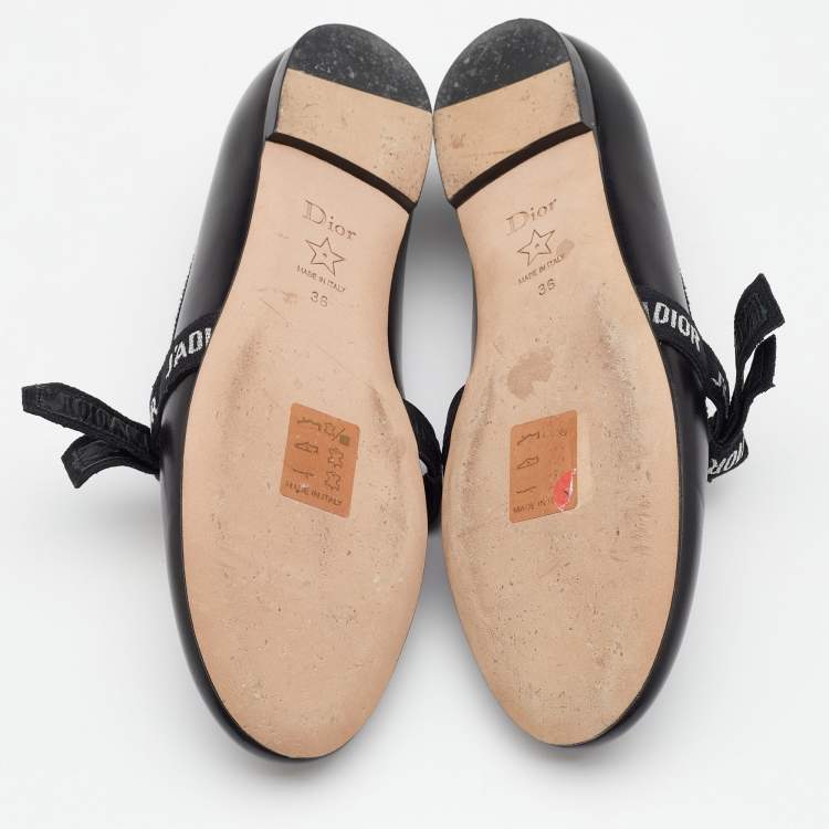 Pre Owned Dior Black Leather Miss J'adior Ballet Flats Size 36