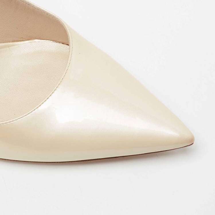 Pre Owned Dior Cream Patent Leather Cherie Pointed Toe Pumps Size 41