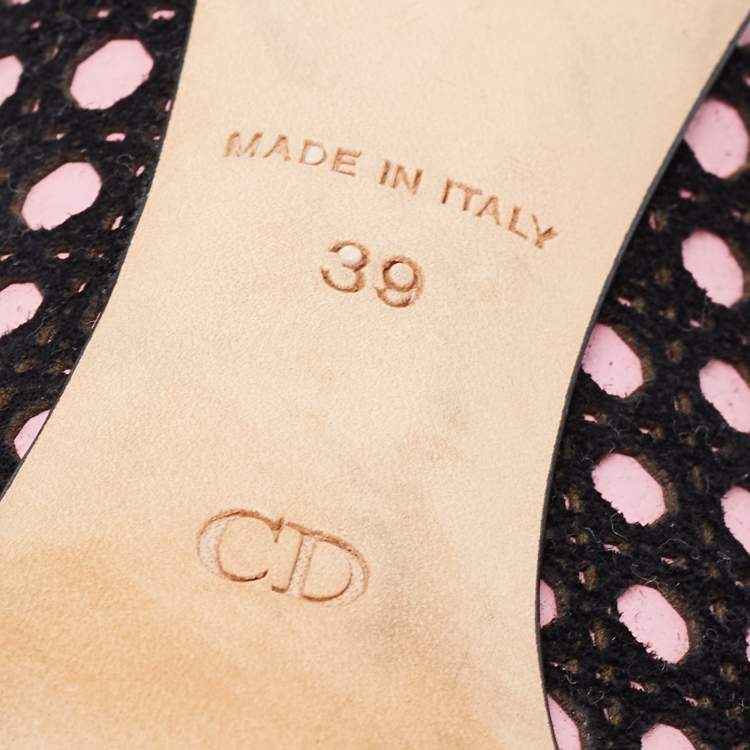 Pre Owned Dior Black/Pink Cannage Cutout Suede And Leather Peep Toe Pumps Size 39