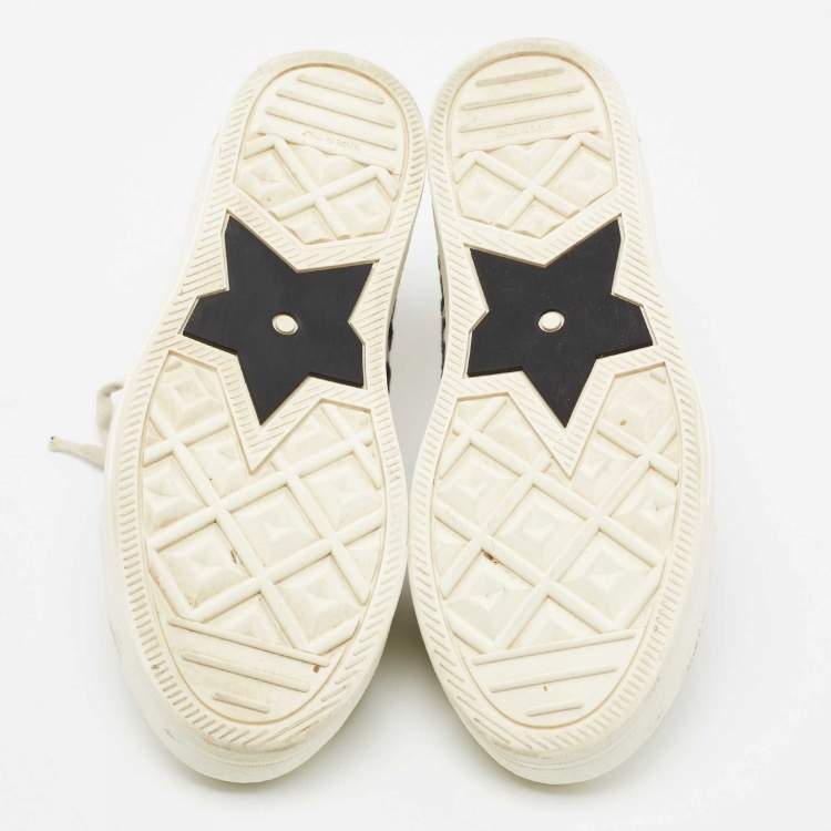 Pre Owned Dior White/Deep Blue Oblique Canvas Walk'n'Dior Low Top Sneakers Size 37