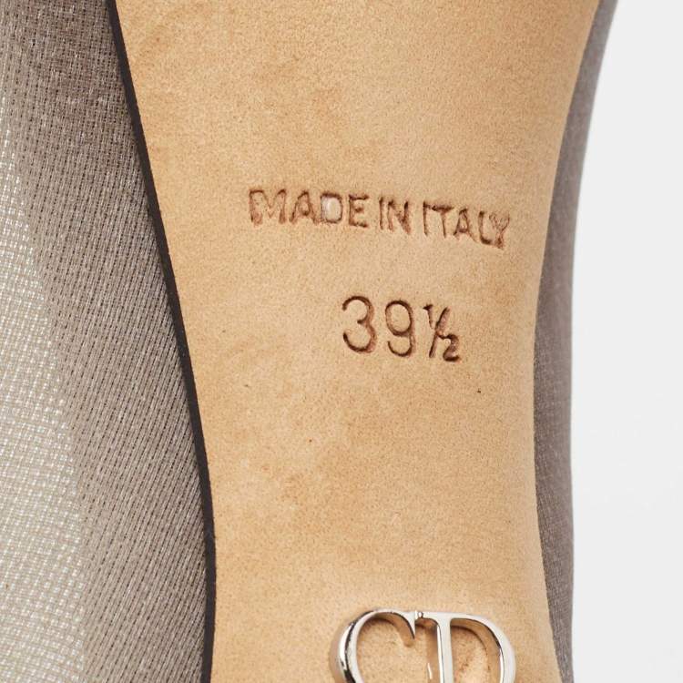 Pre Owned Dior Grey Mesh Embellished Rose Applique Pumps Size 39.5