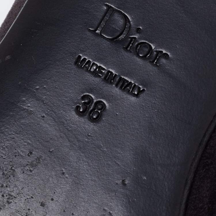 Pre Owned Dior Dark Grey Suede Butterfly Embellished Smoking Slippers Size 38