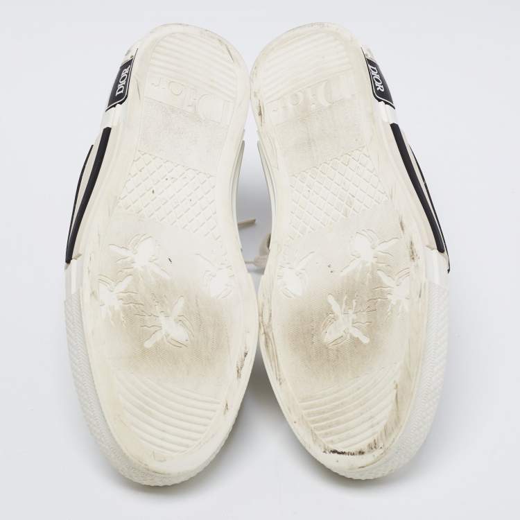Pre Owned Dior White/Black PVC, Rubber and Oblique Mesh B23 High-Top Sneakers Size 39