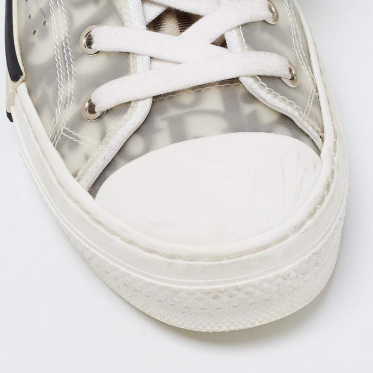 Pre Owned Dior White/Black PVC, Rubber and Oblique Mesh B23 High-Top Sneakers Size 39