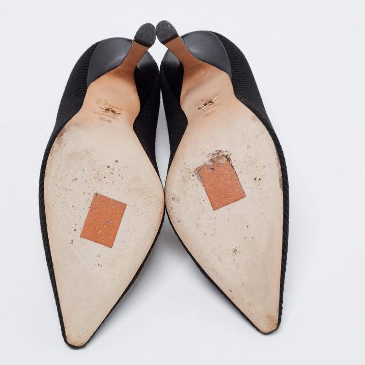 Pre Owned Dior Black Technical Fabric J'Adior Embroidered Pointed Toe Pumps Size 35.5