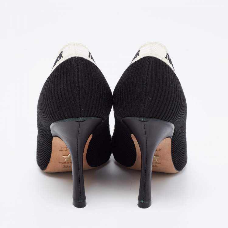 Pre Owned Dior Black Technical Fabric J'Adior Embroidered Pointed Toe Pumps Size 35.5