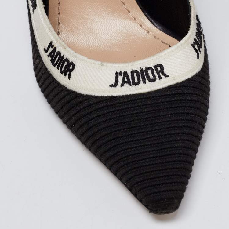 Pre Owned Dior Black Technical Fabric J'Adior Embroidered Pointed Toe Pumps Size 35.5