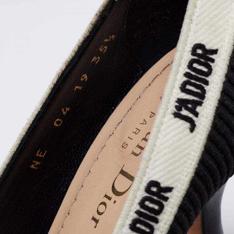Pre Owned Dior Black Technical Fabric J'Adior Embroidered Pointed Toe Pumps Size 35.5