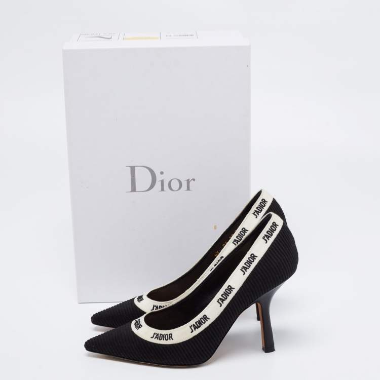 Pre Owned Dior Black Technical Fabric J'Adior Embroidered Pointed Toe Pumps Size 35.5