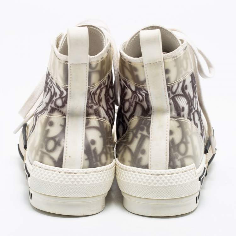 مملوكة مسبقًا Dior White/Black PVC, Rubber And Oblique Mesh B23 High-Top Sneakers Size 37
