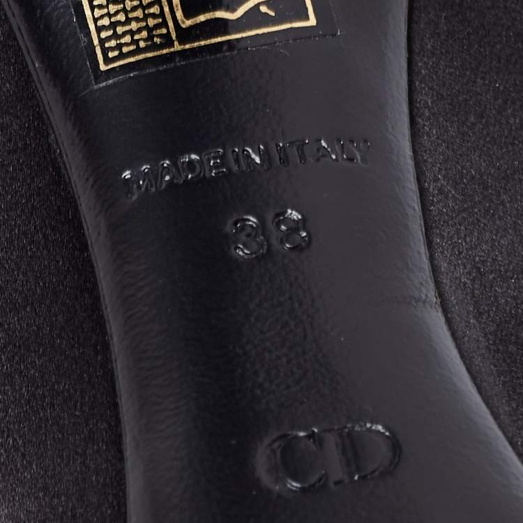 Pre Owned Dior Black Satin Peep-Toe Lace-Up Ankle Booties Size 38