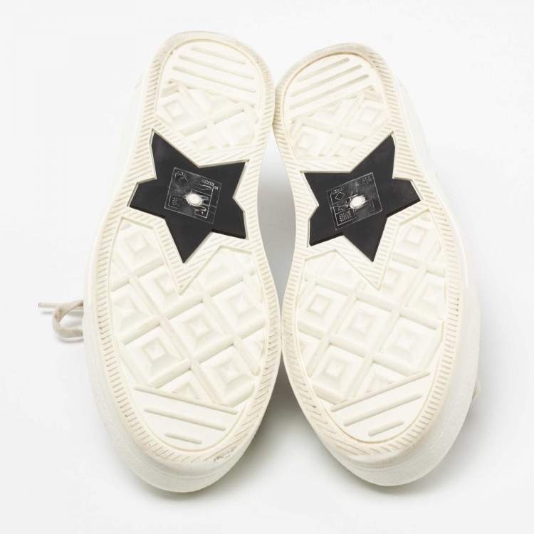 Pre Owned Dior Navy Blue/White Oblique Embroidered Canvas and Rubber Walk'n'Dior Low-Top Sneakers Size 37