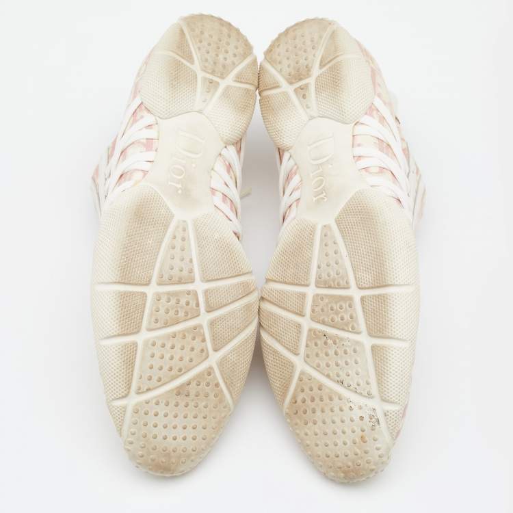 Pre Owned Dior Pink/White Canvas and Leather Low Top Sneakers Size 40