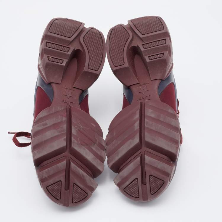 Pre Owned Dior Burgundy/Grey Neoprene and Rubber D-Connect Sneaker Size EU 36.5