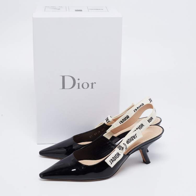 Pre Owned Dior Black Patent Leather J'adior Slingback Sandals Size 40