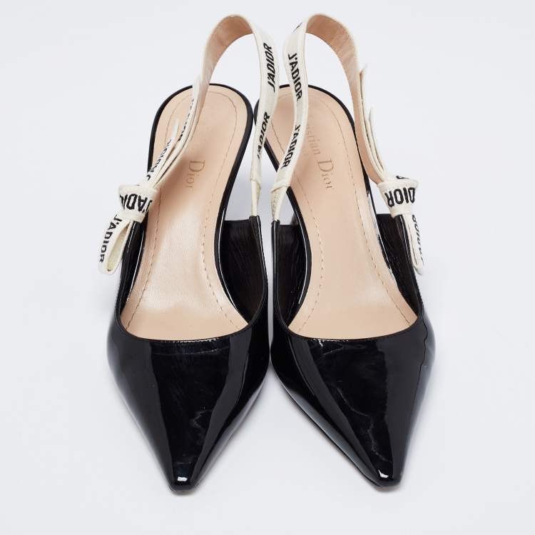 Pre Owned Dior Black Patent Leather J'adior Slingback Sandals Size 40