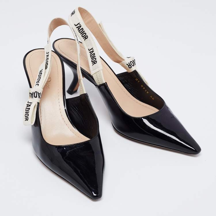 Pre Owned Dior Black Patent Leather J'adior Slingback Sandals Size 40