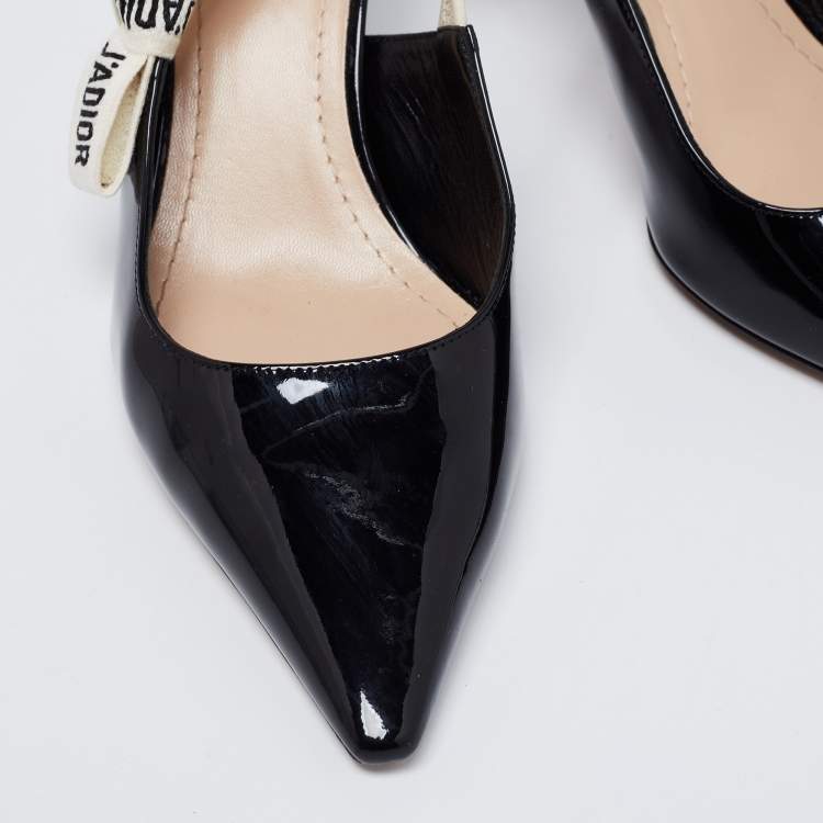 Pre Owned Dior Black Patent Leather J'adior Slingback Sandals Size 40