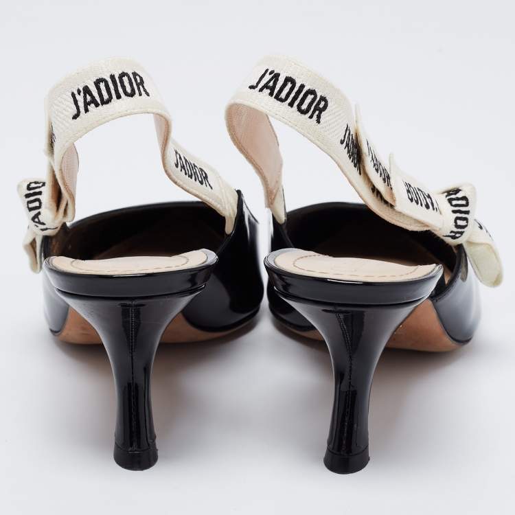 Pre Owned Dior Black Patent Leather J'adior Slingback Sandals Size 40