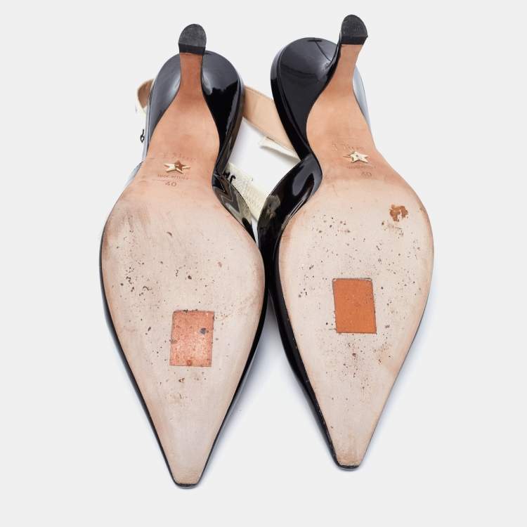 Pre Owned Dior Black Patent Leather J'adior Slingback Sandals Size 40
