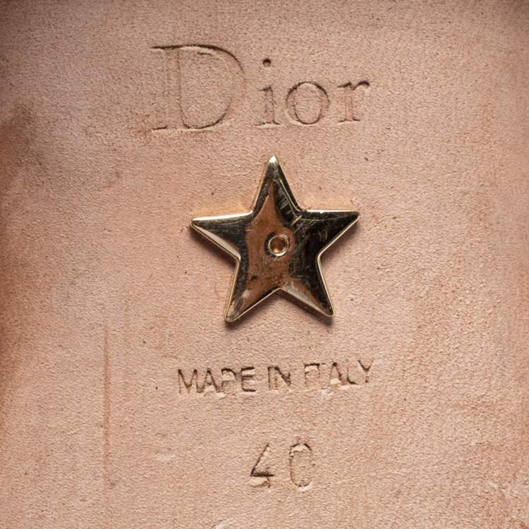 Pre Owned Dior Beige Patent Leather J'Adior Ribbon Slingback Flats Size 40