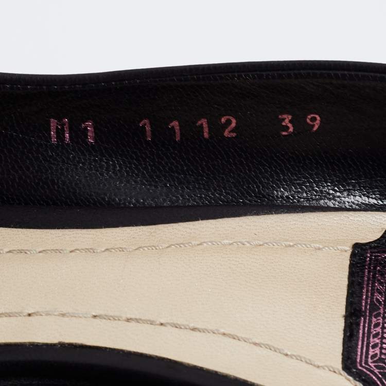 Pre Owned Dior Black Leather Plaque Peep-Toe Pumps Size 39