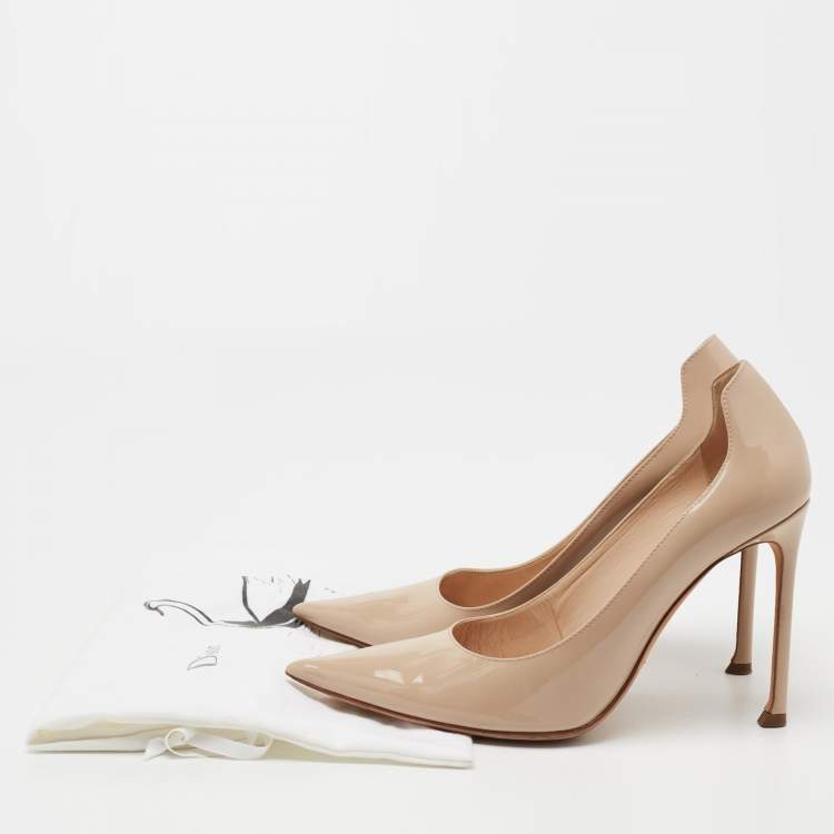 Pre Owned Dior Beige Patent Leather D-Moi Pumps Size 38.5