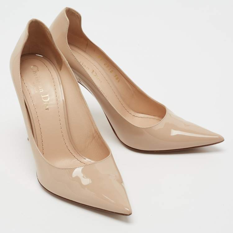 Pre Owned Dior Beige Patent Leather D-Moi Pumps Size 38.5