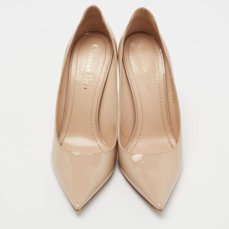 Pre Owned Dior Beige Patent Leather D-Moi Pumps Size 38.5