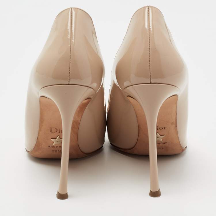 Pre Owned Dior Beige Patent Leather D-Moi Pumps Size 38.5