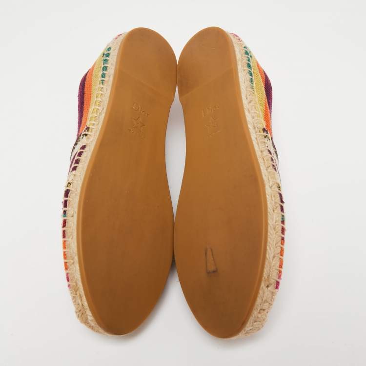 Pre Owned Dior Multicolor Knit Fabric Granville  Espadrille Flats Size 38.5