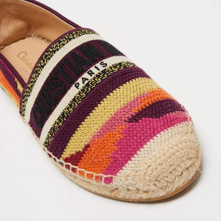 Pre Owned Dior Multicolor Knit Fabric Granville  Espadrille Flats Size 38.5