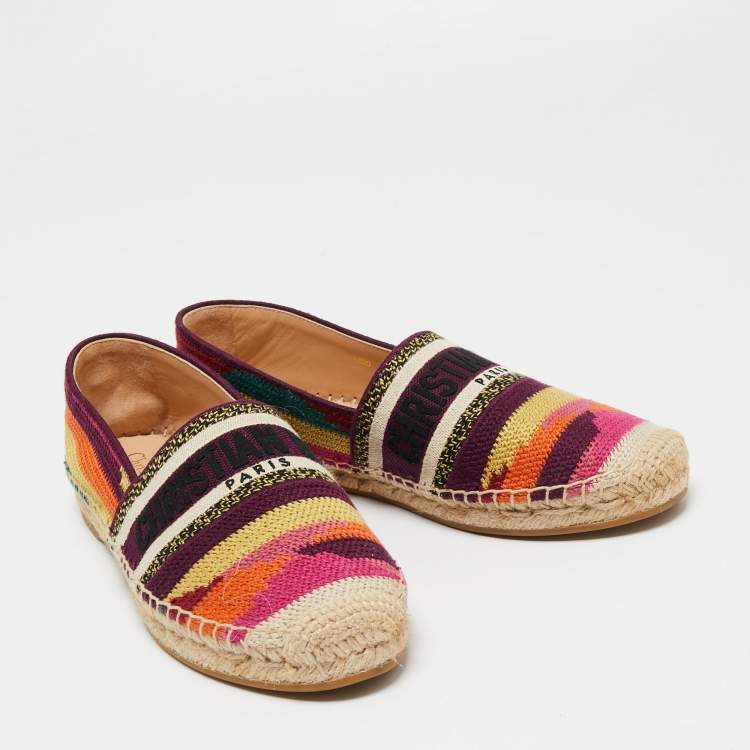 Pre Owned Dior Multicolor Knit Fabric Granville  Espadrille Flats Size 38.5