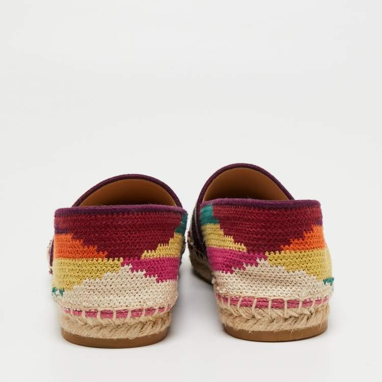 Pre Owned Dior Multicolor Knit Fabric Granville  Espadrille Flats Size 38.5