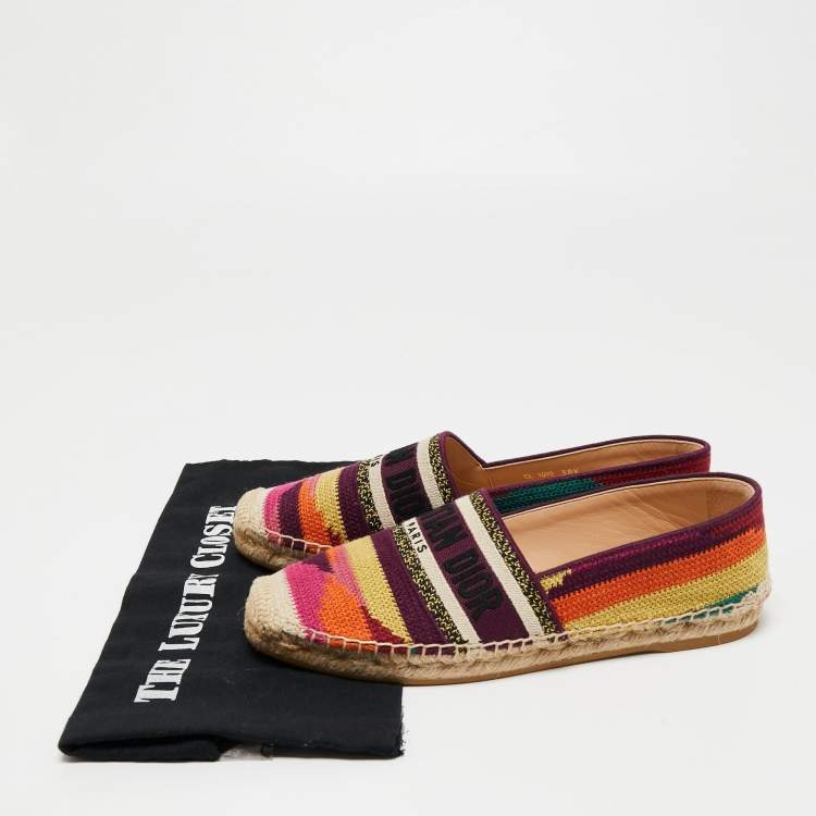 Pre Owned Dior Multicolor Knit Fabric Granville  Espadrille Flats Size 38.5