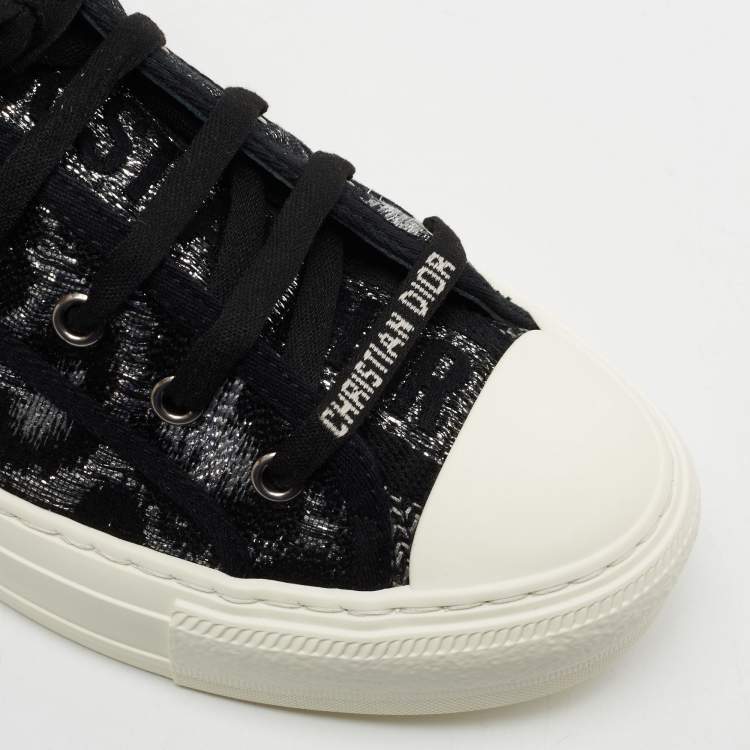 مملوكة مسبقًا Dior Black/Silver Lurex Fabric Walk'N'Dior Low Top Sneakers Size 38.5