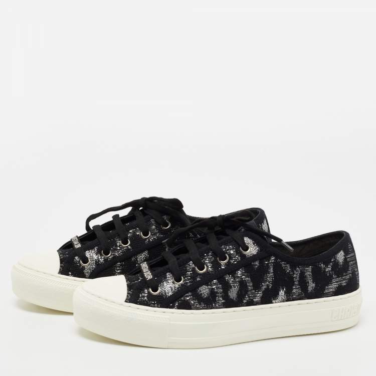 مملوكة مسبقًا Dior Black/Silver Lurex Fabric Walk'N'Dior Low Top Sneakers Size 38.5